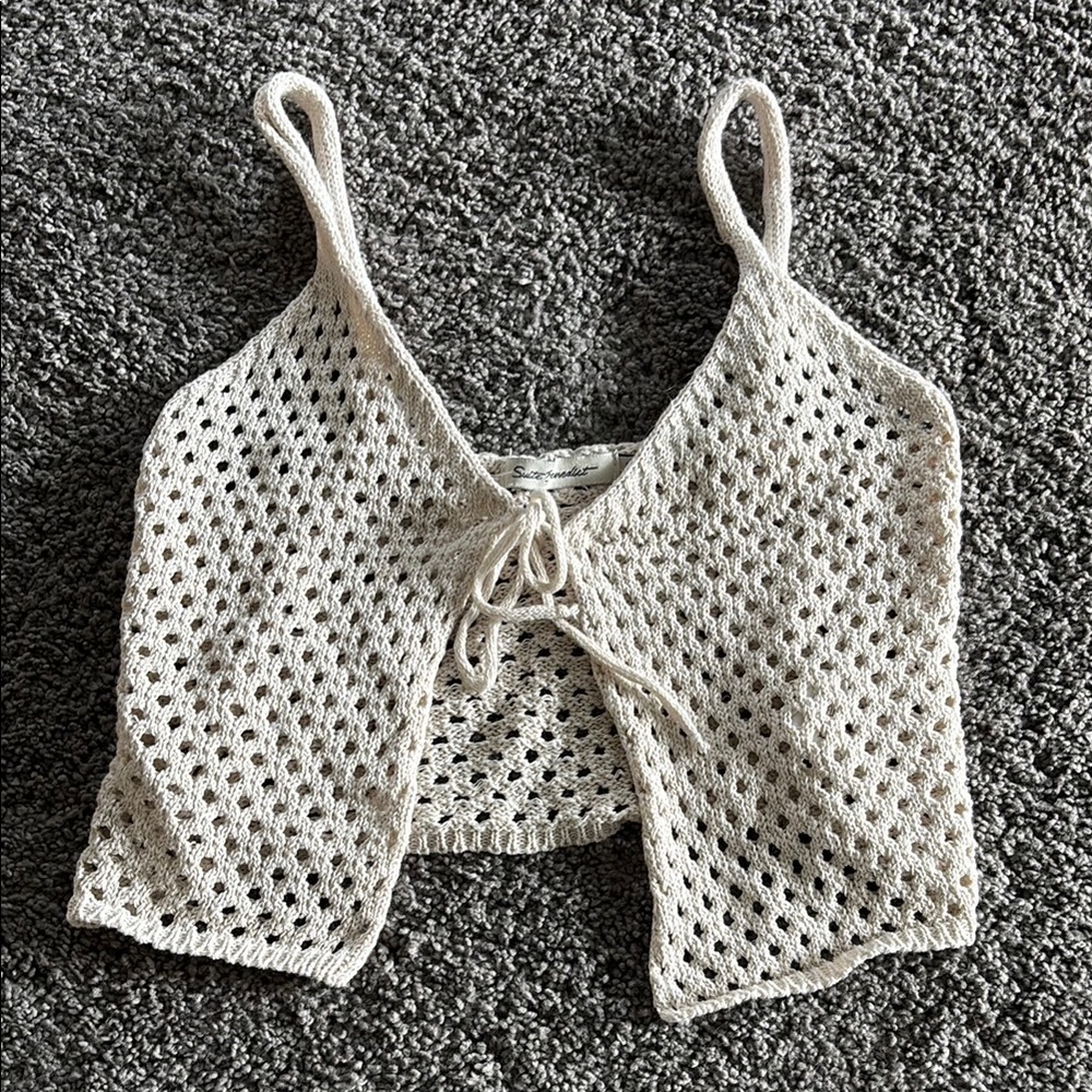 Cream Crochet Crop Top
